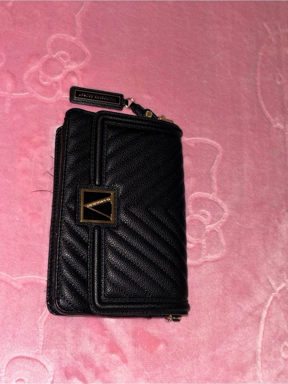 Victoria's Secret Black Quilted Crossbody Wallet